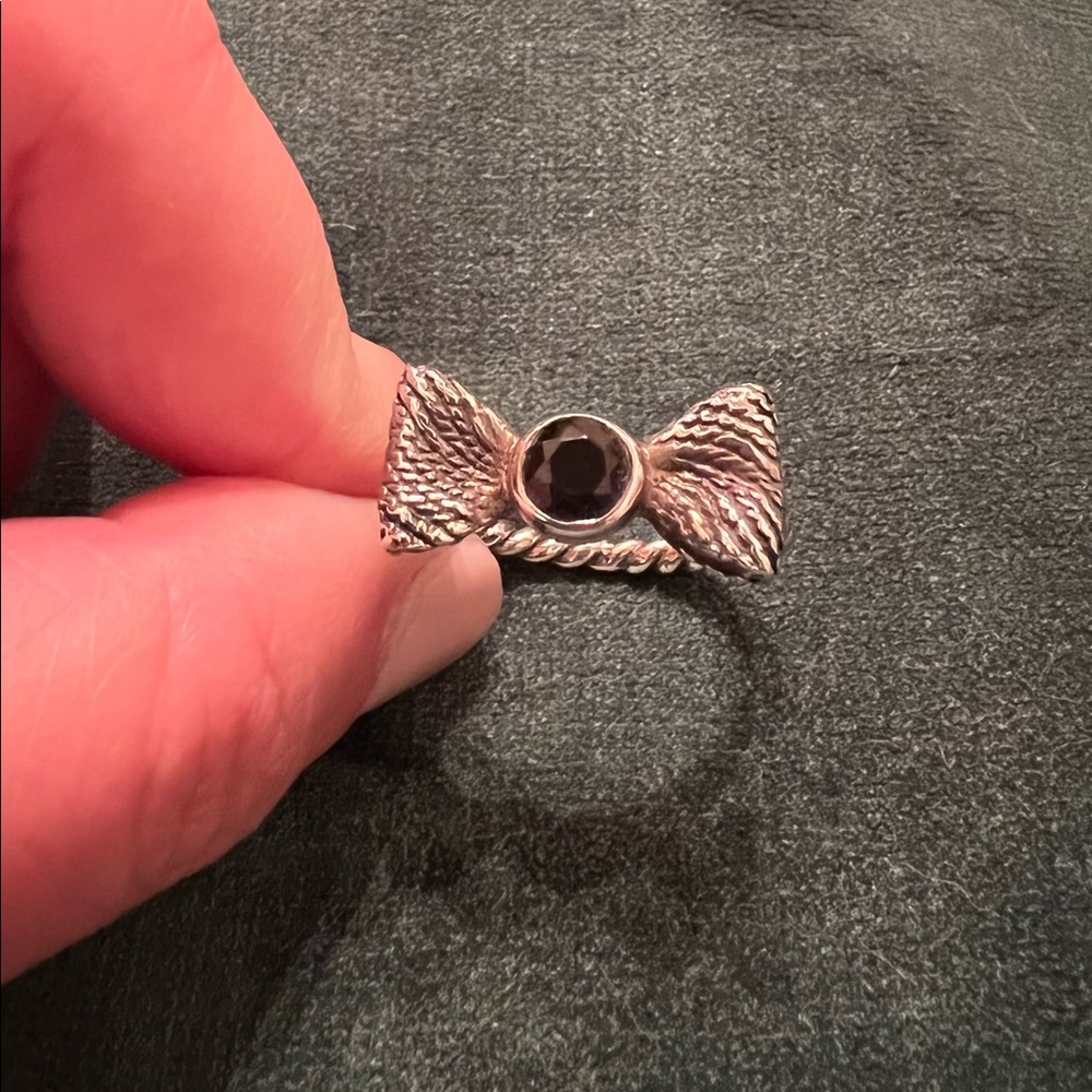 Sara Blaine sterling silver and onyx bow ring